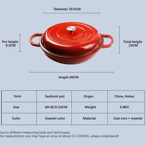 Dutch Oven Pot With Lid - Non Stick Dutch Oven for Sourdough Bread Baking - Cast Iron Cooking Seafood Pot - Oven Safe Stock Pot thumbnail-4