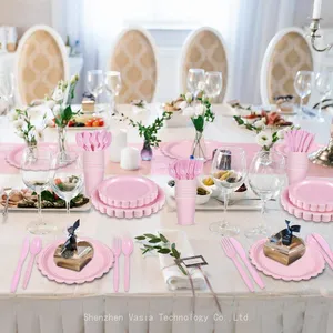 Light Pink Lace Disposable Tableware - for Baby Shower & Birthday Party Supplies thumbnail-3