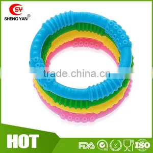 4 Funny Colorful and BPA Free Silicone Sensory Teething Baby Teether Ring Toys,Soothing Pain Relief and Drool Proof Infant Toys thumbnail-4