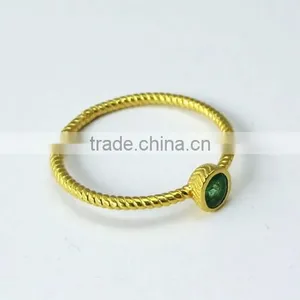 Heavenly !! Oval Shape Emerald Gold Polish 925 Sterling Silver Ring, Online Silver Jewelry, Indian Fashion Silver Jewelry thumbnail-1