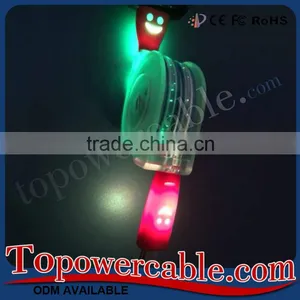 Retractable Ultra Thin Visible Flow LED Light Micro USB Charging Sync Cable thumbnail-2