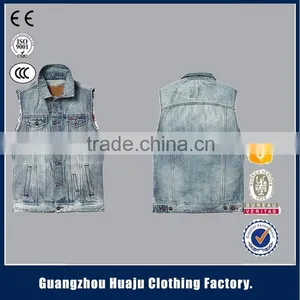 Wholesale 100% Cotton Indigo Fashion Men Biker Denim Waistcoat thumbnail-4
