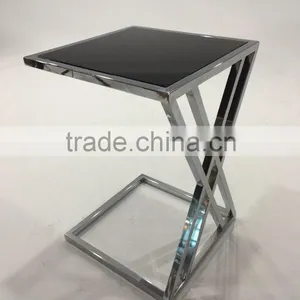 Modern Black Metal Glass Coffee Table thumbnail-5