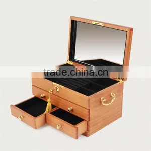Luxury Handmade Wooden Jewelry Box With Mirror Home Decoration thumbnail-2