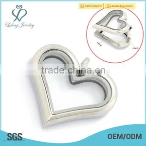 2015 Fashion Plain Heart Shaped Glass Photo Floating Locket,beautiful Stainless Steel Heart Floating Locket Pendants thumbnail-1