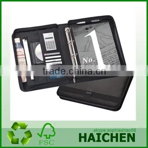A4 EXECUTIVE CONFERENCE FOLDER ZIPPED CALCULATOR WITH NOTEPAD 4D RING BINDER [ thumbnail-1