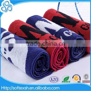 China Supply 25x100cm 100 Cotton High Quality Jacquard Logo Sport Towel thumbnail-1