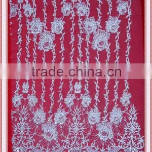 2015 High Quality African Heavy Cord Lace Fabric for Wedding Gown Lace thumbnail-1