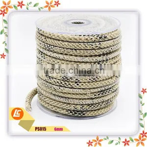 2016 Luxury Gray Natural Stitching Python Leather Cord 6mm thumbnail-4