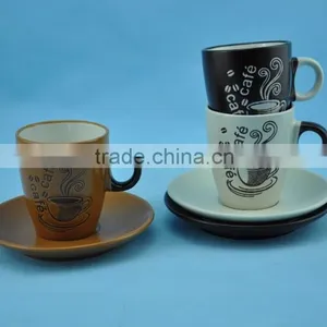 200 cc Cafe Design Ceramic Coffee Cup With Saucer thumbnail-2