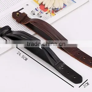 Mens Genuine Leather Wrap Bracelet Fashion Wristband Cuff Bracelet Womens Bangle thumbnail-4