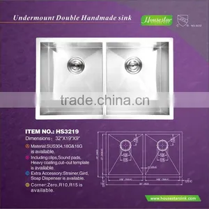 CUPC Certificate Commercial Stainless Steel Kitchen Sink Restaurant Used Kitchen Sink Wash Sink for Sale 3219A thumbnail-1