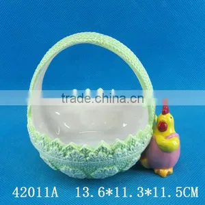 Creative Cock Figurine Ceramic Storage Basket for Kitchen thumbnail-5