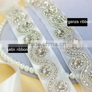 Elegant Graceful Crystal Beaded Bridal Sash Belt for Wedding Dress thumbnail-2