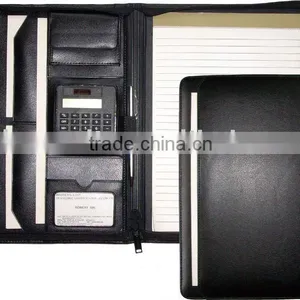 LEATHER NOTE BOOK WITH CALCULATOR AND OUTSIDE POCKET thumbnail-1
