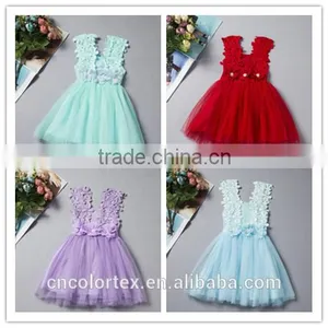 2016 Boutique Girls Clothing Sleeveless Lace Tulle Princess Dress thumbnail-1