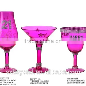Colorful Pink Gift Glass for Birthday Gift Party Glass thumbnail-1