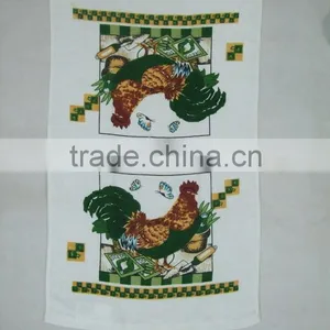 China Supplier Bulk Buy From China Rooster Design Printed Kitchen Cotton Velour Tea Towel thumbnail-2