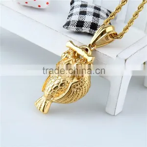 Stainless Steel Gold Plated Wholesale Owl Eagle Gold Pendant thumbnail-1