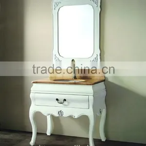 Slim and Small White Bathroom Vanity Oak Wood Bathroom Furniture WTS349 thumbnail-3