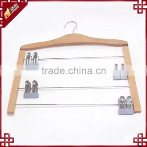 Space-saving 4 Tiers Metal Clips Wooden Skirt Hanger WK5398B thumbnail-1