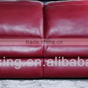 Red Leather Two Seater Sleeper Sofa thumbnail-1