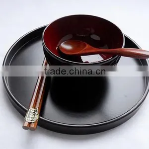 Round Black Wooden Tray for Hotel thumbnail-3