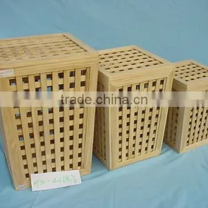 Wooden Laundry Basket,dirty Clothes Basket -KD thumbnail-1