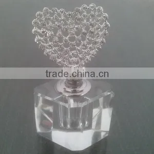 Empty Crystal Perfume Bottle With Metal Alloy Heart Handle thumbnail-1