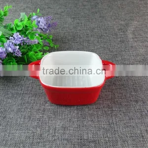 Stocked Cheap Round Glazed Ceramic Baking Plate Three Size Bakeware Daily Kitchen Tool for Wholesale thumbnail-2