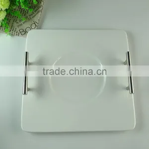Cheap Square White Pocelain Cake Plate Stock for Hotel Restaurant thumbnail-1