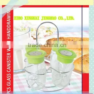 2pcs Glass Spice Set With Metal Rack thumbnail-3