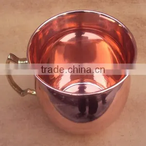NEW DESIGN BPA FREE SMOOTH MOSCOW MULE 100% PURE COPPER MUG WITH BRASS HANDLE thumbnail-4