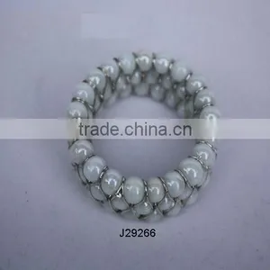White Mat Colour Napkin Ring in Glass Beads Can be in Any Colour thumbnail-1