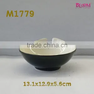 Colorful Bloom Ceramic Black Cereal Bowl thumbnail-1