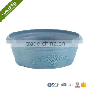 Antique Round Hand Carved Plastic Flower Pot thumbnail-2