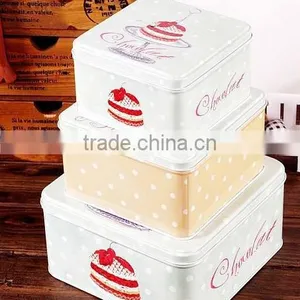 3pcs Metal Sugar Coffee Cake Tin Canister,metal Tin Box Packaging Sweet, Square Tin Can With Color thumbnail-2