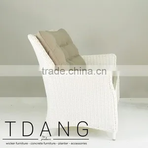 Valencia White Wicker Sofa - Contemporary White Rattan Furniture Garden Bench. thumbnail-3