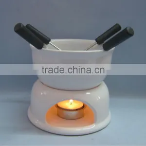 White Ceramic Chocolate and Cheese Fondue thumbnail-1