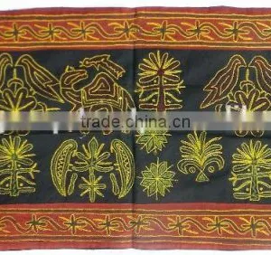 Traditionally Designed Hand Embroidery Work Indian Cotton Wall Hanging Mix Design Tapestry thumbnail-3