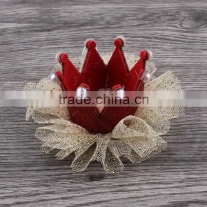 Fabric Lace Flower Crown With Glitter Clip for Kids Hair Accessories thumbnail-3