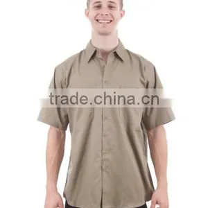 100% Cotton Preshrunk Drill Short Sleeve Navy Mens Work Shirts thumbnail-2