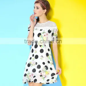 HOYUGO Digital Printing Lace High Neck Dresses Lace Dress thumbnail-2