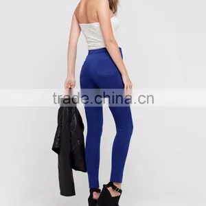 High Waist Pants Royal Blue Sexy Skinny Pants Party Shiny Legging Long Trousers 100% Polyester thumbnail-4
