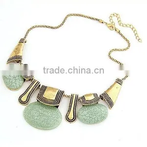 Zm33435a Fashion Bohemian Women Turquoise Gold Plated Statement Necklace Jewelry thumbnail-1