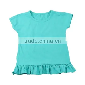 Girls Summer Shirt Cotton Short Sleeve Polka Dot Shirt Wholesale Baby Ruffle T-shirt thumbnail-3