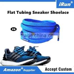 Flat Colored Shoelaces 6mm Plain Flat Tubular Blue Bootlaces All Sizes - Amazon Supplier Provide Free UPC Barcode Service thumbnail-1