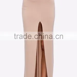 Sexy Latest Long Skirt Design Skirt Ladies Center Slit Maxi Skirt thumbnail-5