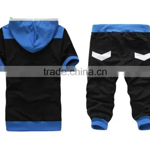 Custom Latest Design Men's Sports Set Hoodies Zipper Short Sleeve Tracksuits thumbnail-2