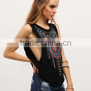 Ms in the Summer of 2017 the New Europe and the United States Printing T-shirt Retro Tribal Print Fitness Leisure Tank Tops thumbnail-4
